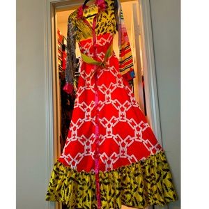 Long Sleeve Multi-Colored Abstract Maxi Dress